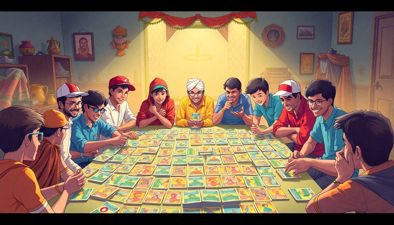 Explore the energetic atmosphere of Pokémon TCG India with collectors exchanging vibrant Pokémon cards.