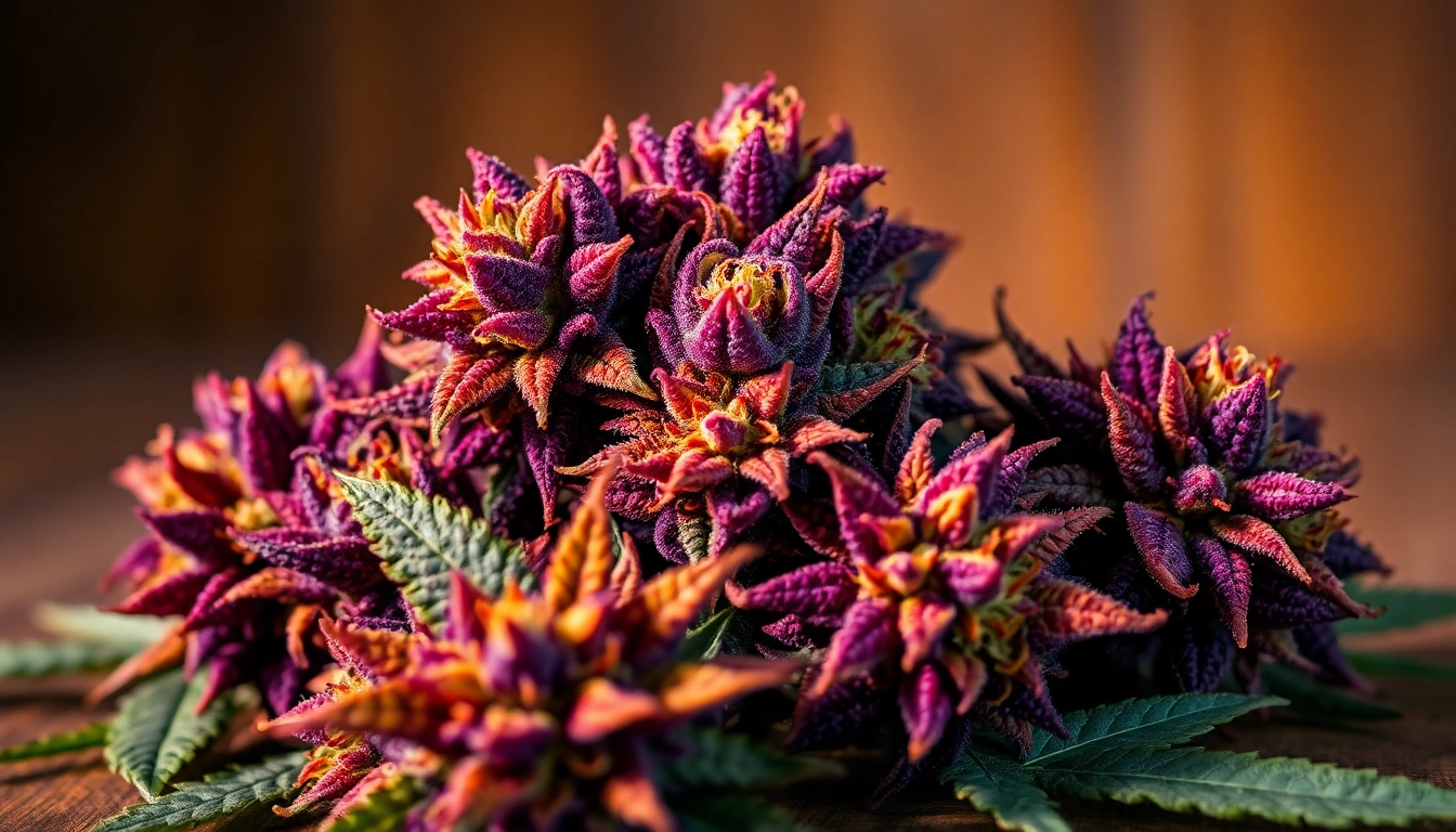 Explore the vibrant Miami Runtz strain buds showcased against a wooden background.